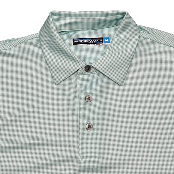Roundtree & Yorke Men's Green Microgingham Polo Size Medium - Picture 2 of 4